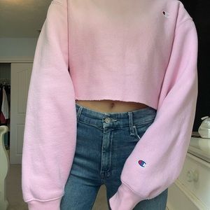 champion pink cropped crew neck